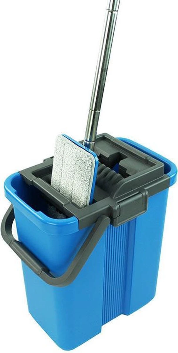 Handy Mop - Dweilsysteem - Vloerwisser - Emmer Met Wringer - Blauw 1 Handy Mop - Dweilsysteem - Vloerwisser - Emmer Met Wringer - Blauw