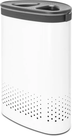 Brabantia Wasmand Met Deksel - 55 L - White / Dark Grey Kunststof Deksel -Leifheit Store 634x1200 1