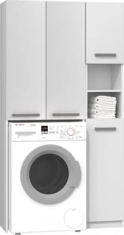 Merkloos Wasmachine Opbouwmeubel Wit Met Extra Kast