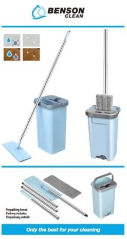 Benson Vloerwisser + Emmerset Compact + Microvezel Pad | Dweil -Leifheit Store 637x1200