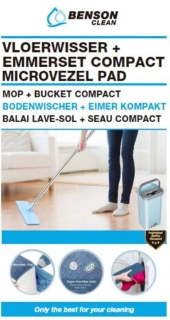 Benson Vloerwisser + Emmerset Compact + Microvezel Pad | Dweil -Leifheit Store 639x1200