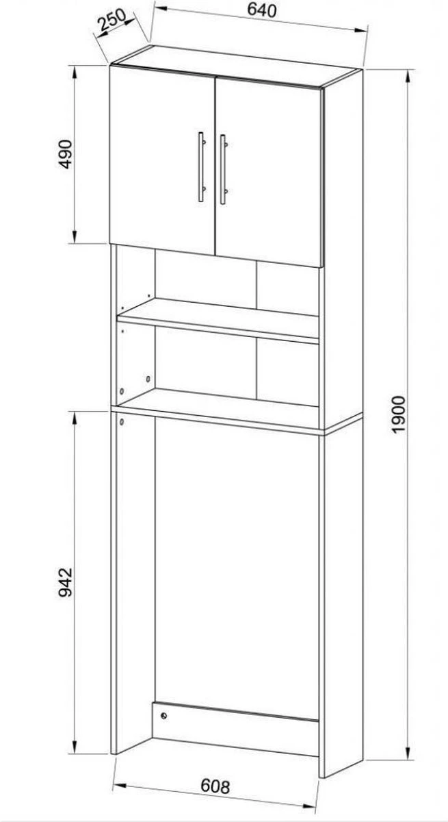 Wasmachinekast Wasmachine Ombouw Jutas (zwart / Wit) 2 Wasmachinekast Wasmachine Ombouw Jutas (zwart / Wit) - Afbeelding 2