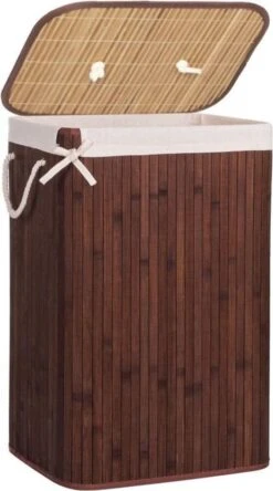 Springos Wasmand | Met Deksel | Opvouwbaar | 72 Liter | Met Uitneembare Waszak | Wasmand | Bruin -Leifheit Store 668x1200