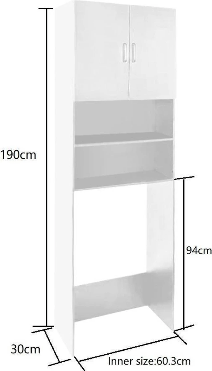 Wasmachine Kast Wasdroger - Ombouw Meubel Wasmachine Wasdroger - 190 Cm Hoog - Wit 5 Wasmachine Kast Wasdroger - Ombouw Meubel Wasmachine Wasdroger - 190 Cm Hoog - Wit - Afbeelding 5