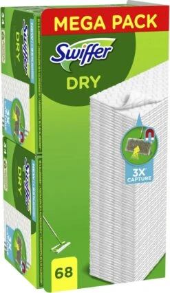 Swiffer Vloerreiniger - Droge Vloerdoekjes - Navullingen - Vangt En Houdt Stof Vast - Voordeelverpakking 3 X 68 Stuks -Leifheit Store 695x1200