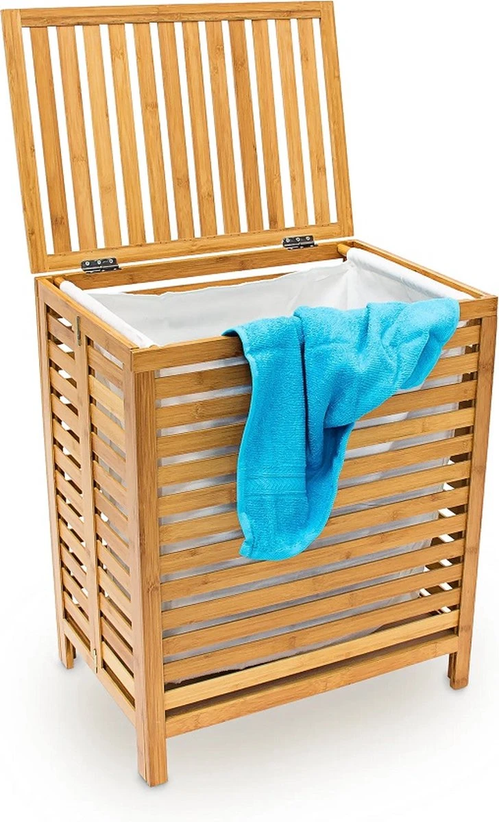 HUISSON Wasmand Met Deksel Bamboe Uitneembare Waszak Wasmanden Met Deksel 75 Ltr. 3 HUISSON Wasmand Met Deksel Bamboe Uitneembare Waszak Wasmanden Met Deksel 75 Ltr. - Afbeelding 3