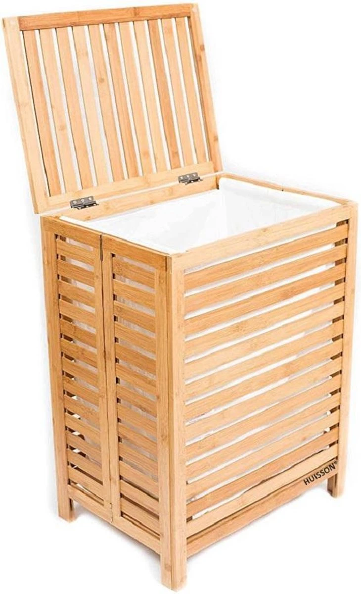 HUISSON Wasmand Met Deksel Bamboe Uitneembare Waszak Wasmanden Met Deksel 75 Ltr. 1 HUISSON Wasmand Met Deksel Bamboe Uitneembare Waszak Wasmanden Met Deksel 75 Ltr.