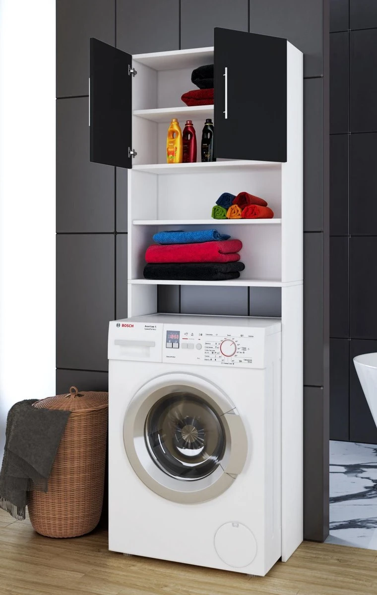 Wasmachinekast Wasmachine Ombouw Jutas (zwart / Wit) 4 Wasmachinekast Wasmachine Ombouw Jutas (zwart / Wit) - Afbeelding 4