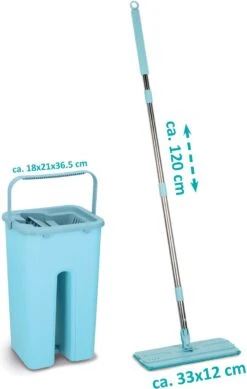 Alpina Platte Mop Met Emmer - Incl. 2 Microvezeldoeken - Voor Harde Vloeren - 360° Draaibaar -Leifheit Store 761x1200