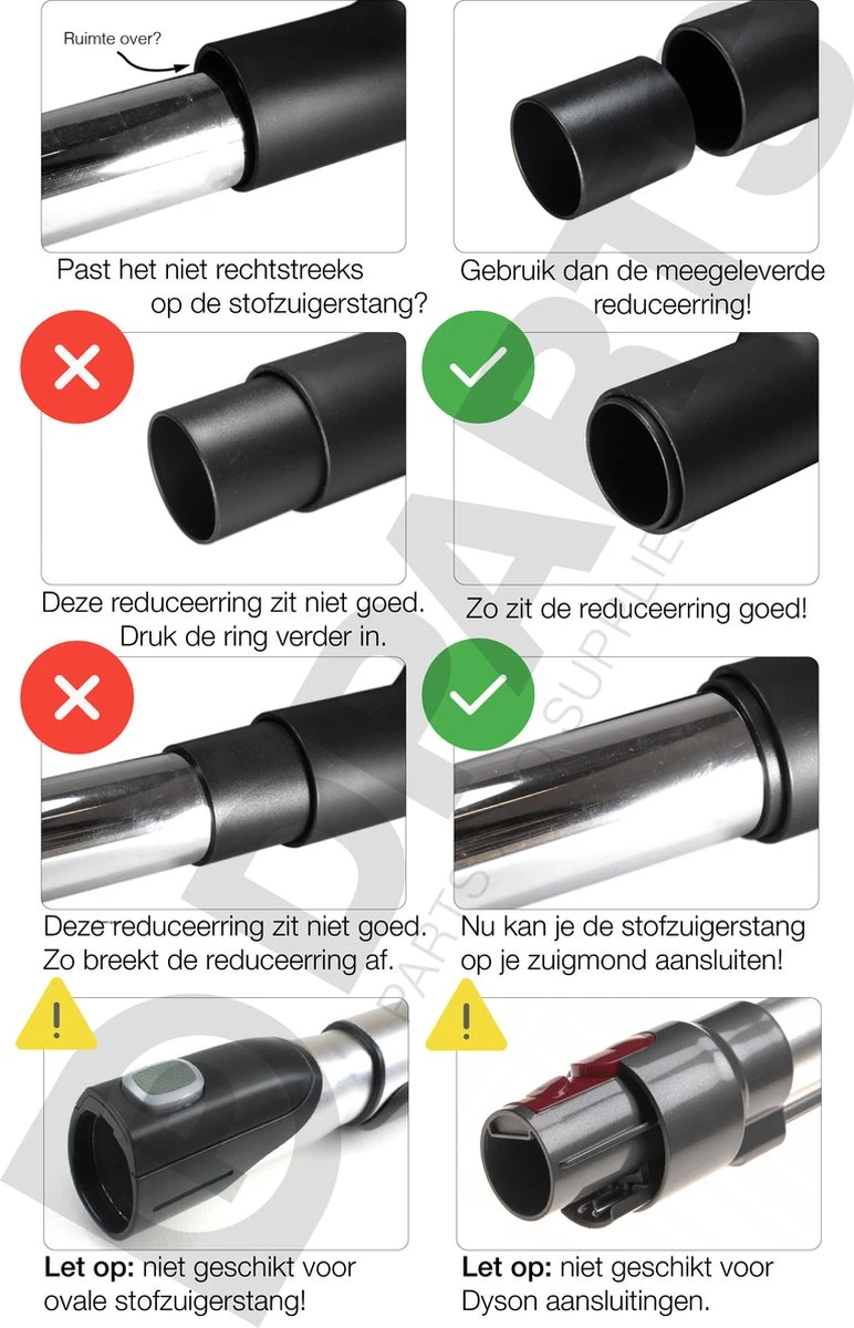 Dparts Combizuigmond Met Breed Wiel - 32mm + 35mm - Universeel Stofzuigermondstuk 2 Dparts Combizuigmond Met Breed Wiel - 32mm + 35mm - Universeel Stofzuigermondstuk - Afbeelding 2