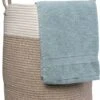 Gadgy Wasmand Katoen - Opbergmand 52 Ltr - Mand Rond Met Handvaten - Wasbox Opvouwbaar - Speelgoedmand