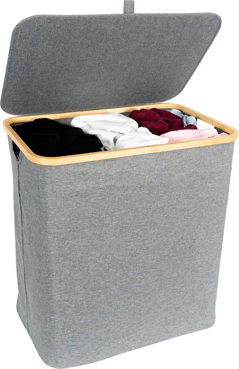 JoFlow® Wasmand Met Wassorteerder En Deksel | Wasbox Met 3 Vakken | Bamboe | 120L 1 JoFlow® Wasmand Met Wassorteerder En Deksel | Wasbox Met 3 Vakken | Bamboe | 120L