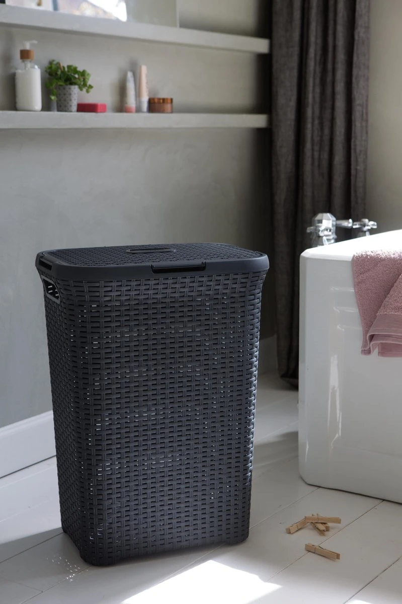 Curver Style Wasmand Met Deksel - 60L - Antraciet 6 Curver Style Wasmand Met Deksel - 60L - Antraciet - Afbeelding 6