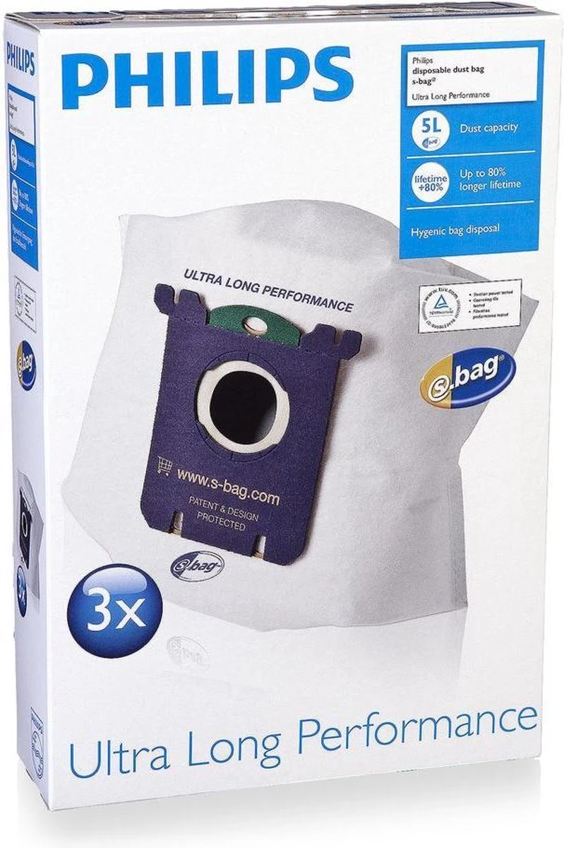 Philips S-Bag FC8027/01 - 3 Stuks - Stofzuigerzak Ultra Long Performance 2 Philips S-Bag FC8027/01 - 3 Stuks - Stofzuigerzak Ultra Long Performance - Afbeelding 2