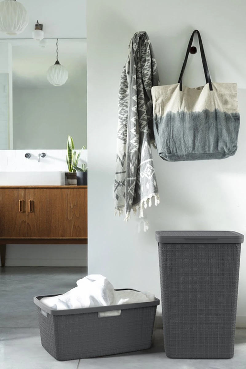 Curver Jute Wasmand - 46L - Donkergrijs 3 Curver Jute Wasmand - 46L - Donkergrijs - Afbeelding 3