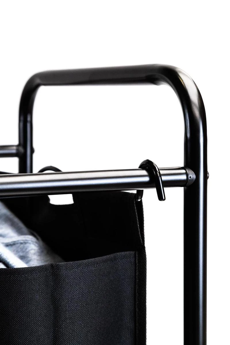 Mobiele Wassorteerder Met 3 Vakken - Op Wielen - 132 L (3 X 44 Liter) - Zwart 5 Mobiele Wassorteerder Met 3 Vakken - Op Wielen - 132 L (3 X 44 Liter) - Zwart - Afbeelding 5