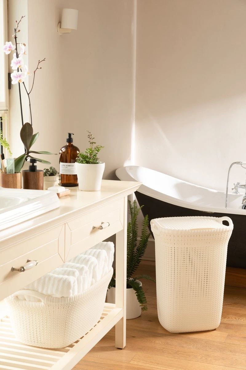 Curver Knit Wasmand Met Deksel 57L + Wasmand 40L - Gebroken Wit 5 Curver Knit Wasmand Met Deksel 57L + Wasmand 40L - Gebroken Wit - Afbeelding 5