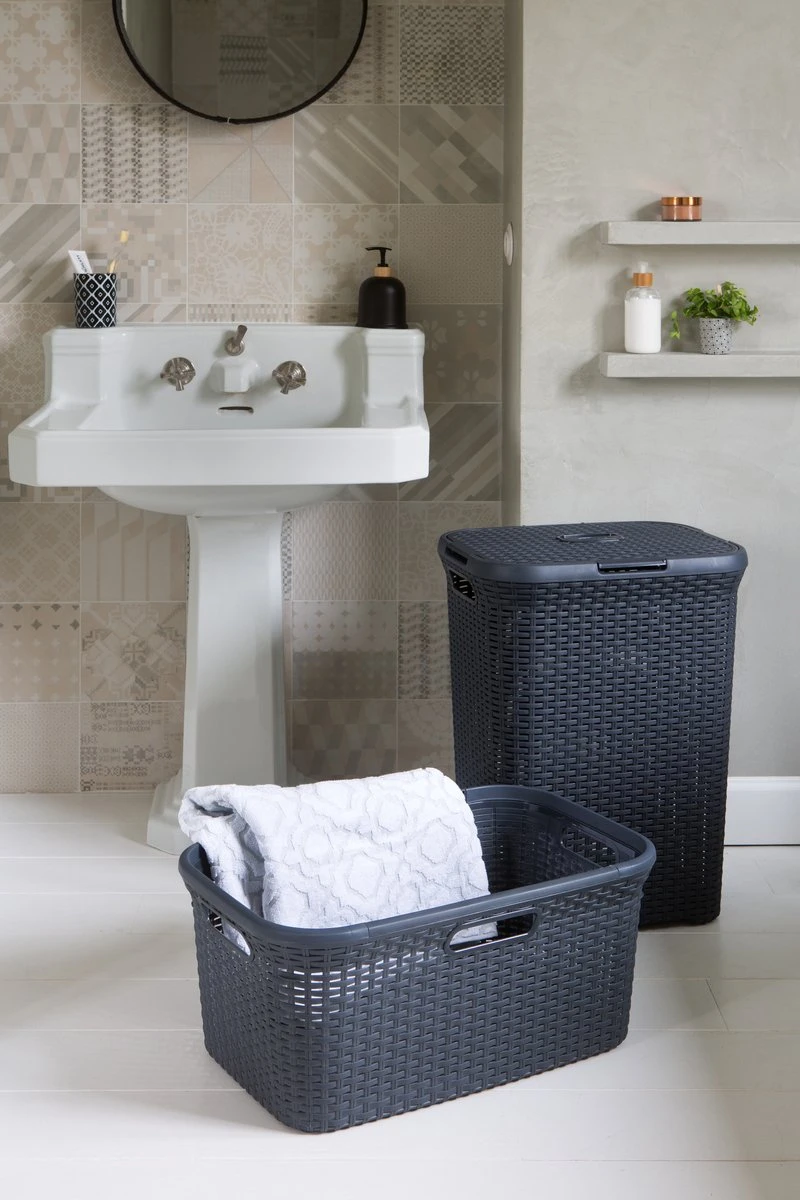 Curver Style Wasmand Met Deksel - 60L - Antraciet 10 Curver Style Wasmand Met Deksel - 60L - Antraciet - Afbeelding 10