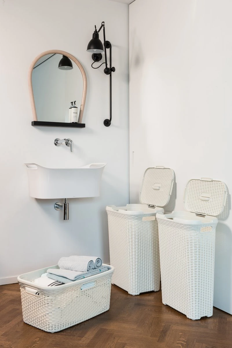 Curver Style Wasmand Met Deksel 60L + Wasmand 45L - Wit 6 Curver Style Wasmand Met Deksel 60L + Wasmand 45L - Wit - Afbeelding 6