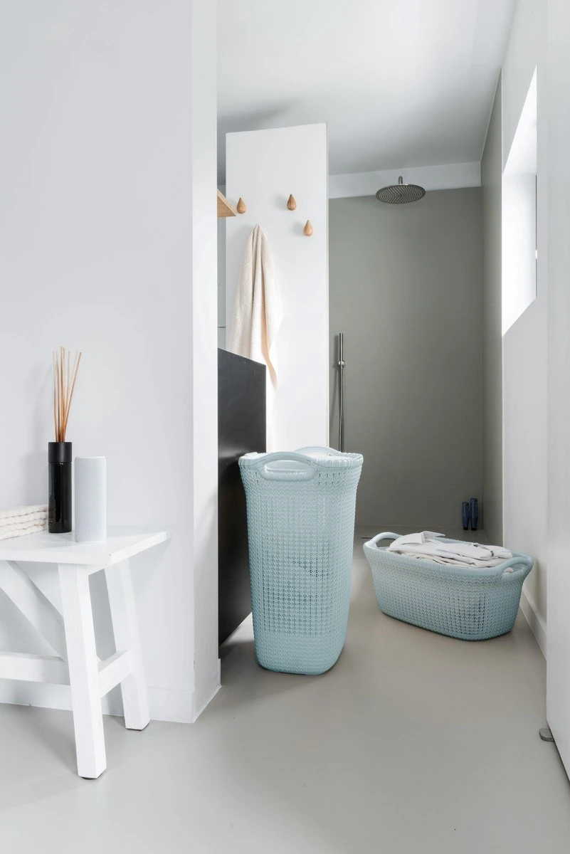 Curver Knit Wasmand Met Deksel 57L + Wasmand 40L - Blauw/Grijs 5 Curver Knit Wasmand Met Deksel 57L + Wasmand 40L - Blauw/Grijs - Afbeelding 5