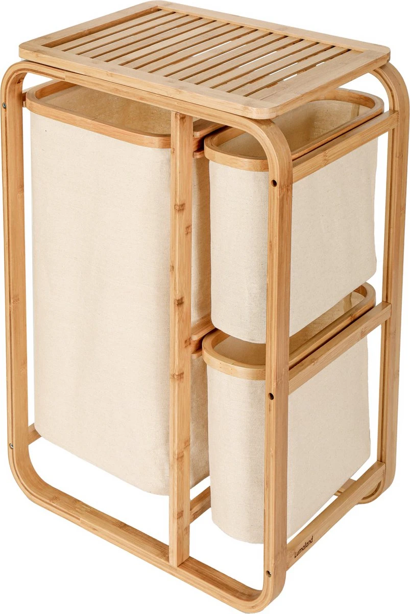 Lumaland Wasmand Van Bamboe - 1 XL Vak + 2 Compacte Vakken 49,5 X 33 X 71 Cm Beige 1 Lumaland Wasmand Van Bamboe - 1 XL Vak + 2 Compacte Vakken 49,5 X 33 X 71 Cm Beige