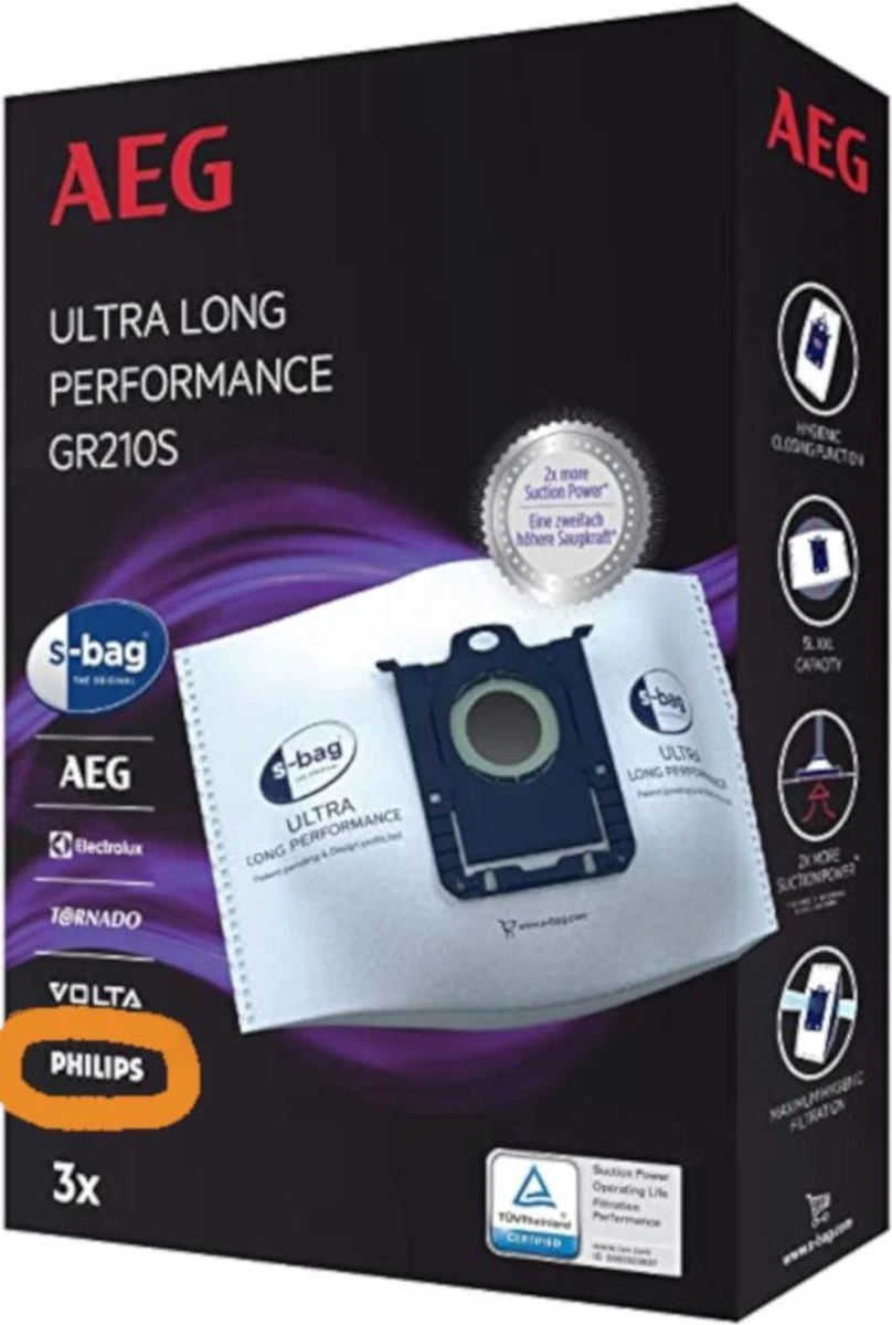 Philips S-Bag FC8027/01 - 3 Stuks - Stofzuigerzak Ultra Long Performance 5 Philips S-Bag FC8027/01 - 3 Stuks - Stofzuigerzak Ultra Long Performance - Afbeelding 5