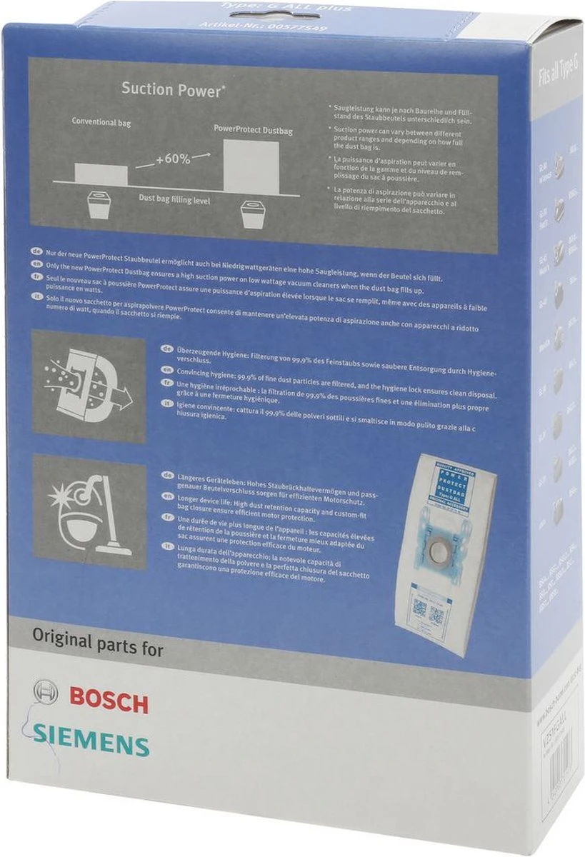 Bosch / Siemens Stofzuigerzakken BBZ51FGALL VZ51GALL - 4 Stuks 3 Bosch / Siemens Stofzuigerzakken BBZ51FGALL VZ51GALL - 4 Stuks - Afbeelding 3