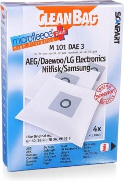 CleanBag Stofzuigerzakken 4 Stuks - Geschikt Voor AEG Deawoo LG Nilfisk Samsung - Type Gr 50 SB90 VP78 TB36 VM54 VM77 VP95B - Inclusief 1 Filter - Alternatief