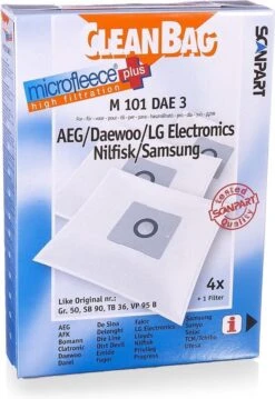 CleanBag Stofzuigerzakken 4 Stuks - Geschikt Voor AEG Deawoo LG Nilfisk Samsung - Type Gr 50 SB90 VP78 TB36 VM54 VM77 VP95B - Inclusief 1 Filter - Alternatief -Leifheit Store 825x1200 2
