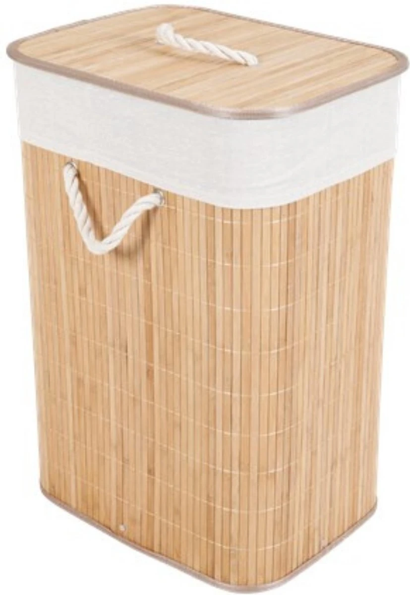 Wasmand Bamboe Met Waszak - 64L - Naturel 1 Wasmand Bamboe Met Waszak - 64L - Naturel