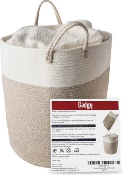 Gadgy Wasmand Katoen - Opbergmand 52 Ltr - Mand Rond Met Handvaten - Wasbox Opvouwbaar - Speelgoedmand -Leifheit Store 842x1200