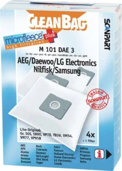 CleanBag Stofzuigerzakken 4 Stuks - Geschikt Voor AEG Deawoo LG Nilfisk Samsung - Type Gr 50 SB90 VP78 TB36 VM54 VM77 VP95B - Inclusief 1 Filter - Alternatief -Leifheit Store 856x1200 4