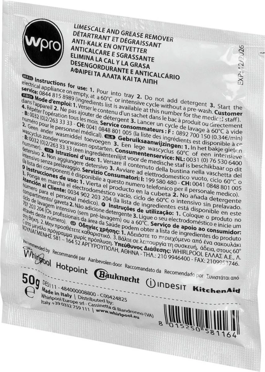 Wpro Anti-kalk En Ontvetter DES616 6 Zakjes 7 Wpro Anti-kalk En Ontvetter DES616 6 Zakjes - Afbeelding 7