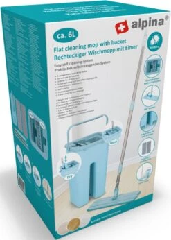 Alpina Platte Mop Met Emmer - Incl. 2 Microvezeldoeken - Voor Harde Vloeren - 360° Draaibaar -Leifheit Store 857x1200