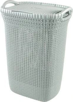 Curver Knit Wasmand Met Deksel - 57L - Misty Blue