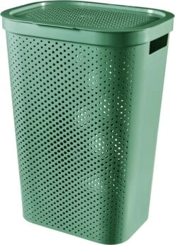 Curver Infinity Recycled Dots Wasmand Met Deksel - 60L - Groen