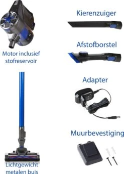 PRIMO PR502SV Stofzuiger Zonder Zak - 3-in-1 Steelstofzuiger Draadloos - Kruimelzuiger - HEPA Filter - Zwart / Blauw -Leifheit Store 862x1200 3