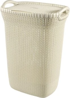 Curver Knit Wasmand Met Deksel - 57L - Oasis White
