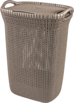 Curver Knit Wasmand Met Deksel - 57L - Bruin