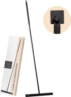 Mellira - Vloerwisser - Vloertrekker Met Steel - Watertrekker Voor Douche - Douchewisser Badkamer - Inclusief Ophanghaak - RVS - Zwart (kerstcadeau Met Verpakking)