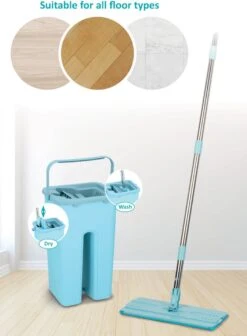 Alpina Platte Mop Met Emmer - Incl. 2 Microvezeldoeken - Voor Harde Vloeren - 360° Draaibaar -Leifheit Store 883x1200