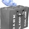 Divineness - Wasmand 3 Vakken - 140 Liter - Wassorteerder - Waszak - Opvouwbaar En Waterdicht - Grijs
