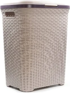 PrimeHome Wasmand Met Deksel – Wassorteerder - Wasbox - Wasmanden Met Deksel - 55 Liter – Kunststof - Roze