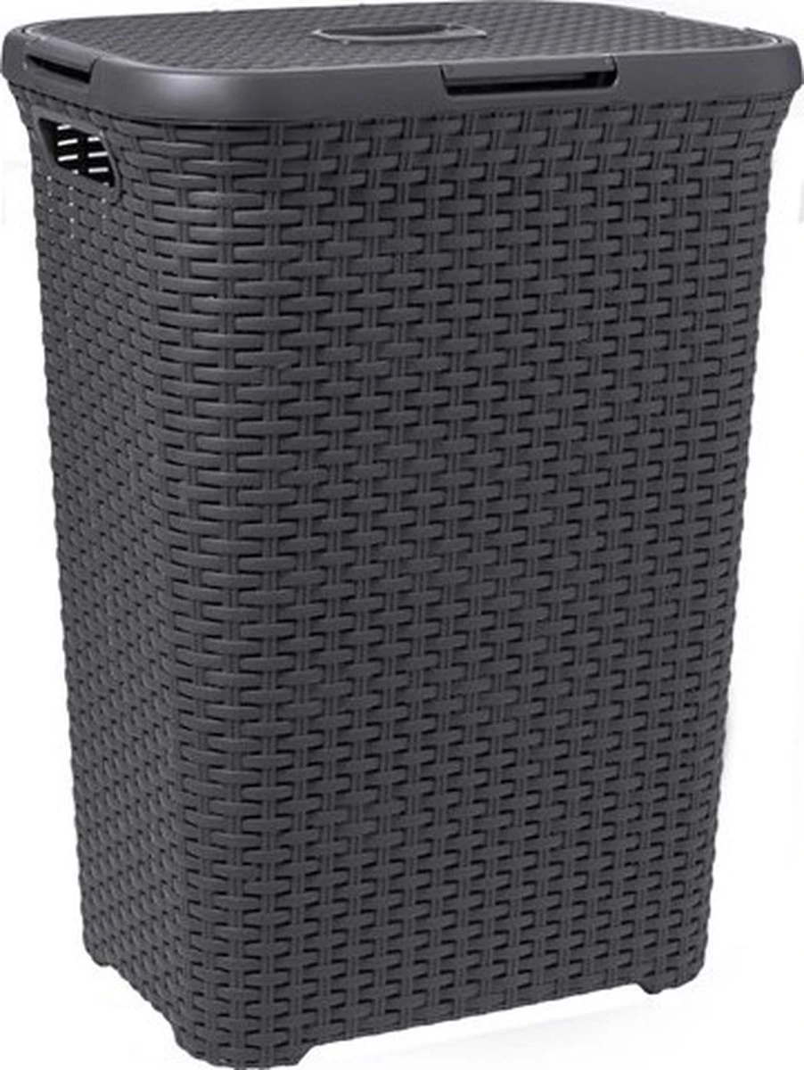 Curver Style Wasmand Met Deksel - 60L - Antraciet 2 Curver Style Wasmand Met Deksel - 60L - Antraciet - Afbeelding 2