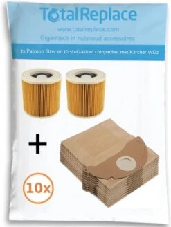 10x Stofzuiger Zakken + 2x Filter Voor Kärcher WD2250 A2004 A2054 MV2 WD2 6.904-322.0 Stofzakken Stofzuigerzak WD 2.200 - 2.210 - 2.240 - 2.250 -Leifheit Store 904x1200 16