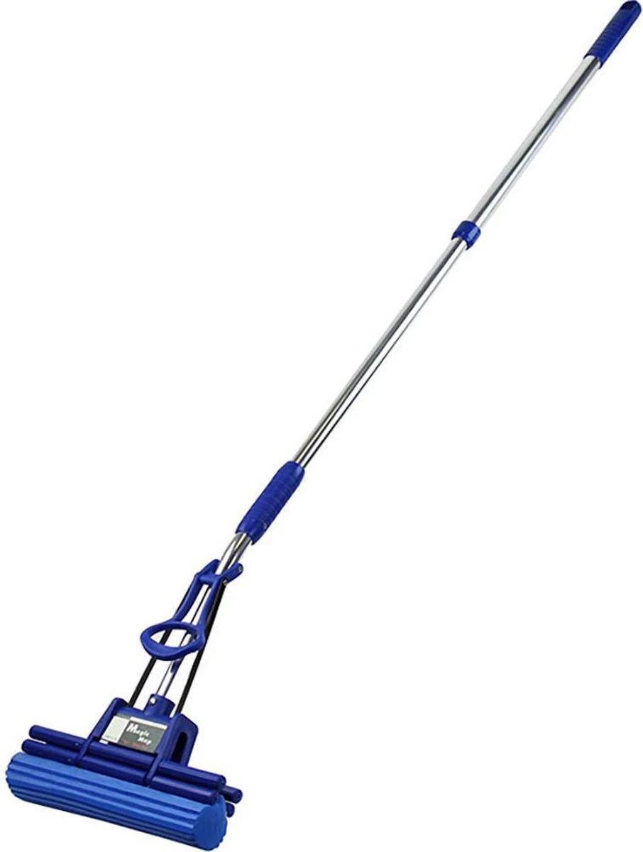 Magic Mop Vloerwisser - Dweilsysteem Zonder Wringen - Inclusief Telescoopsteel 150 Cm - Blauw 1 Magic Mop Vloerwisser - Dweilsysteem Zonder Wringen - Inclusief Telescoopsteel 150 Cm - Blauw
