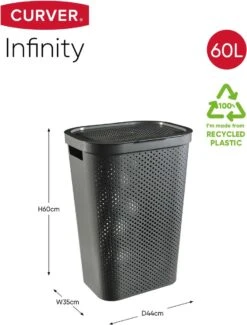 Curver Infinity Recycled Wasmand Met Deksel - 60L - 2 Stuks - Antraciet -Leifheit Store 913x1200 3