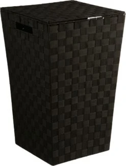 Merkloos Decopatent® Wasmanden Met Deksel - 60 Liter - Geweven Wasmand - Wasbox Met Optil Deksel - Polypropyleen - Afm 33x33x53 Cm - Zwart -Leifheit Store 915x1200 3