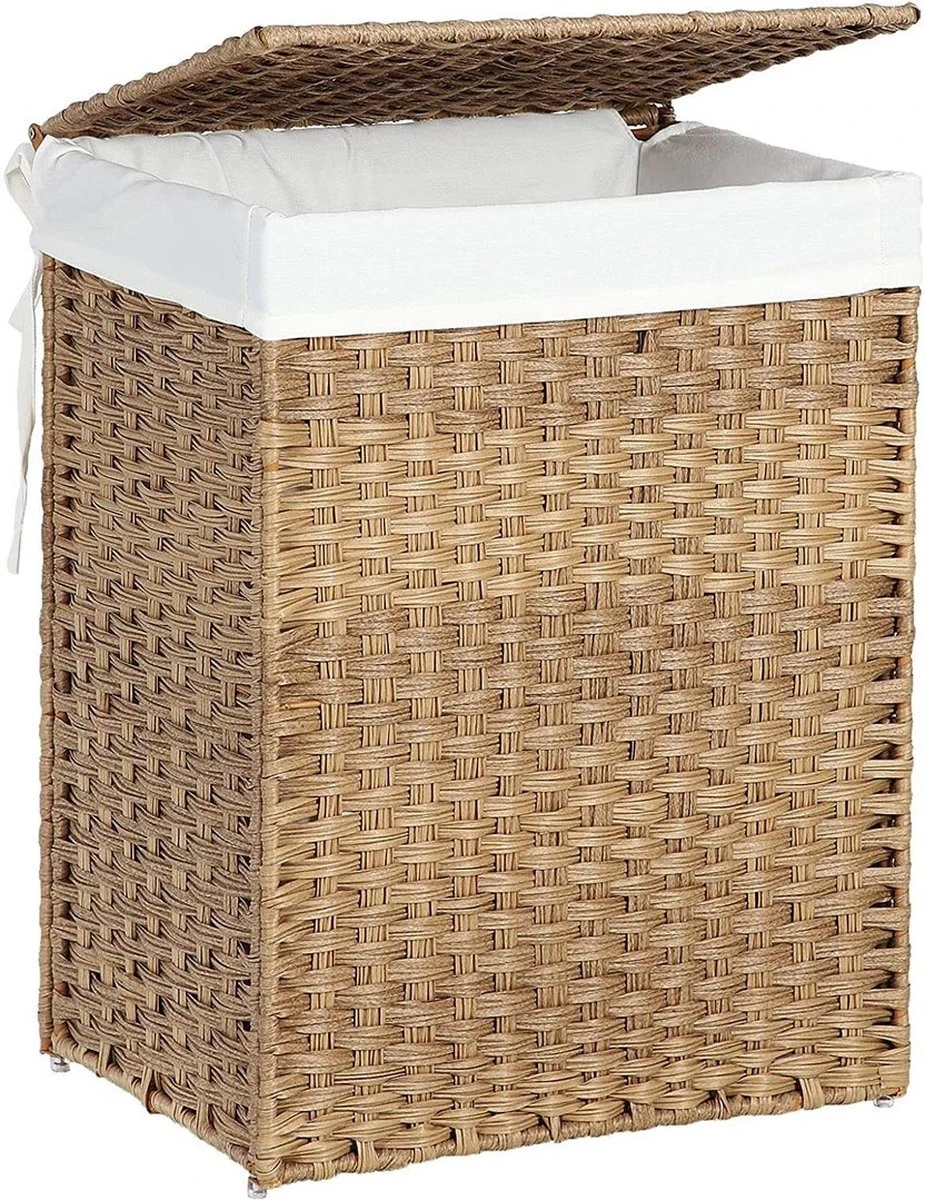 Wasmand - Wasmanden Met Deksel - Wasmand Met Deksel - Opbergbox - 68 X 52,6 X 7,2 Cm - Rieten - Bruin 1 Wasmand - Wasmanden Met Deksel - Wasmand Met Deksel - Opbergbox - 68 X 52,6 X 7,2 Cm - Rieten - Bruin