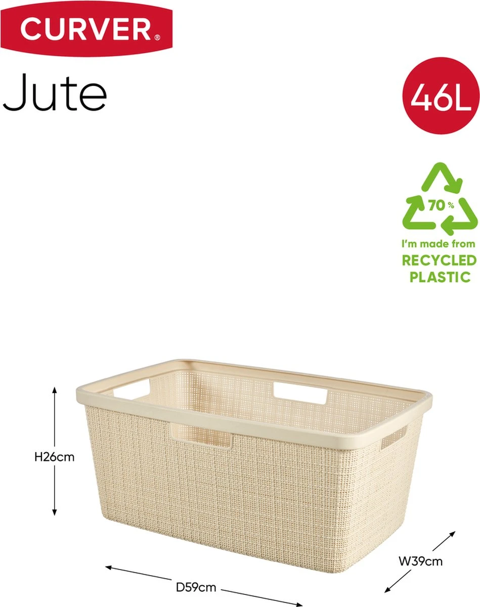 Curver Jute Wasmand - 46L - Gebroken Wit 2 Curver Jute Wasmand - 46L - Gebroken Wit - Afbeelding 2